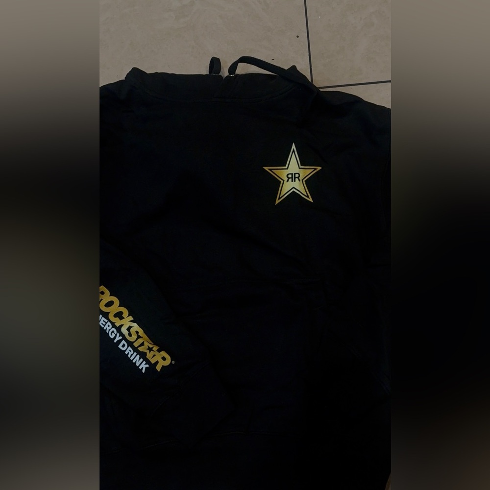 Rockstar Energy Drink Black Hoodie with Yellow Star Logo - Picture 2 of 9